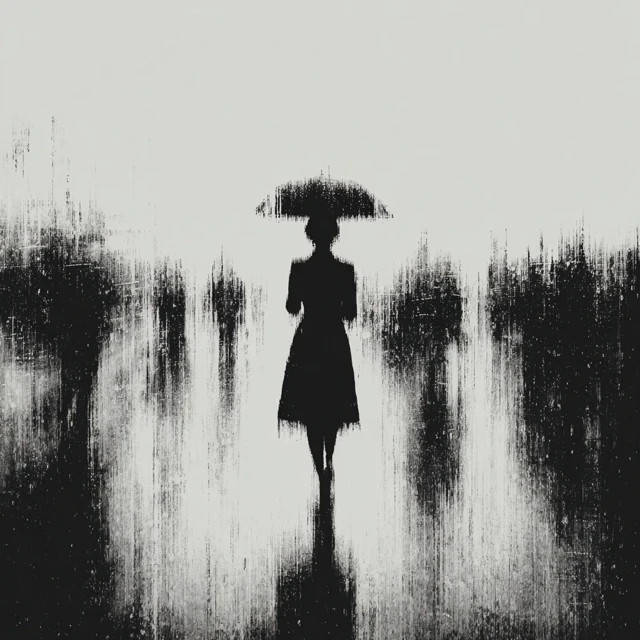 Woman with Umbrella in the Rain