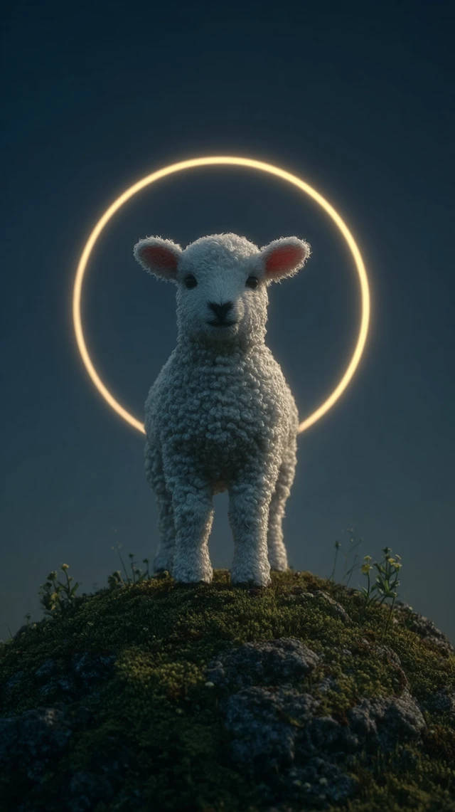 Cute Sheep Illustration Psychedelic Pastel Sky Render