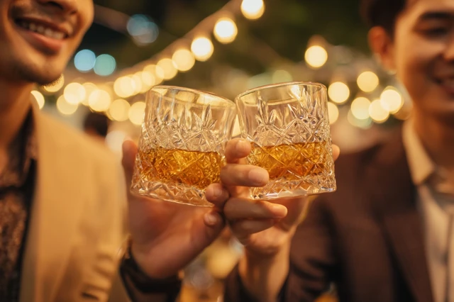 Cheers Toasting Whiskey Glasses Celebration