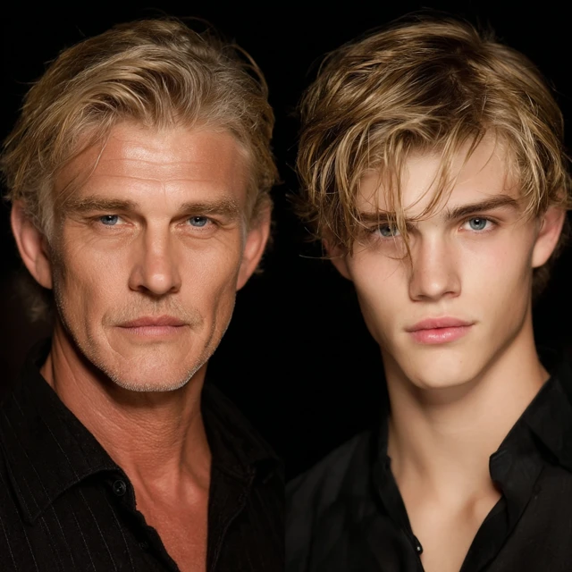 Father and Son Models Blonde Hair Handsome Faces