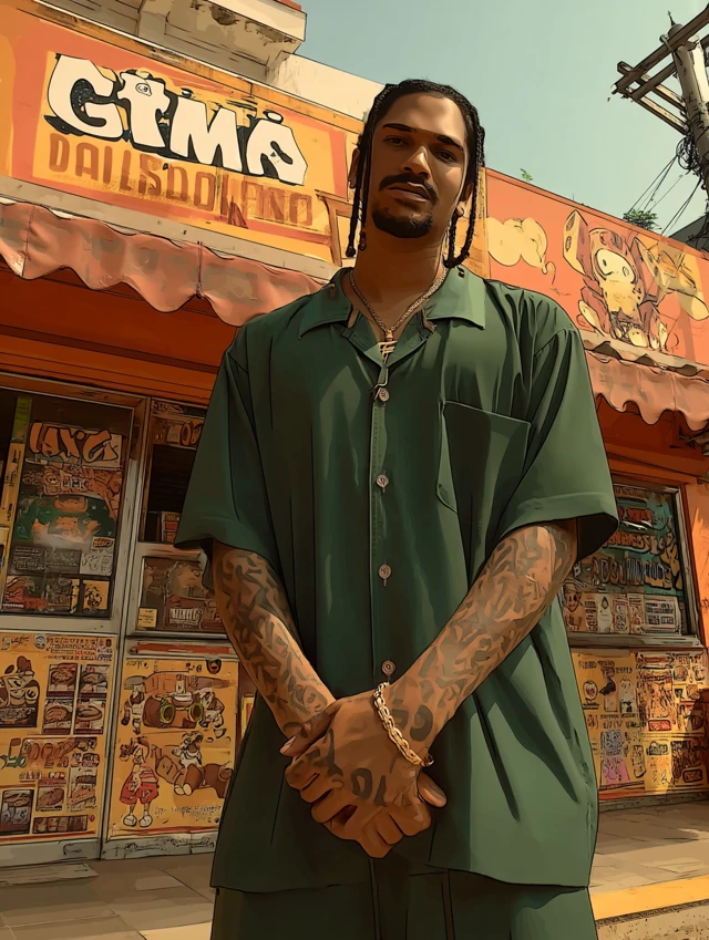Dominican Rapper Street Art Album Cover