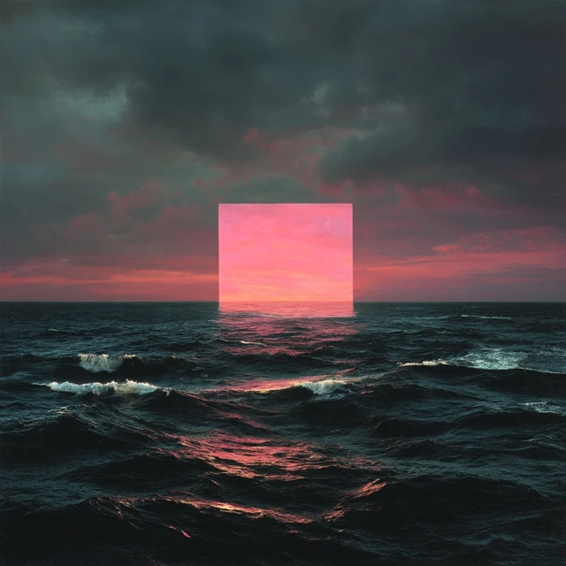 Black Ocean Pink Sunset Album Cover Art