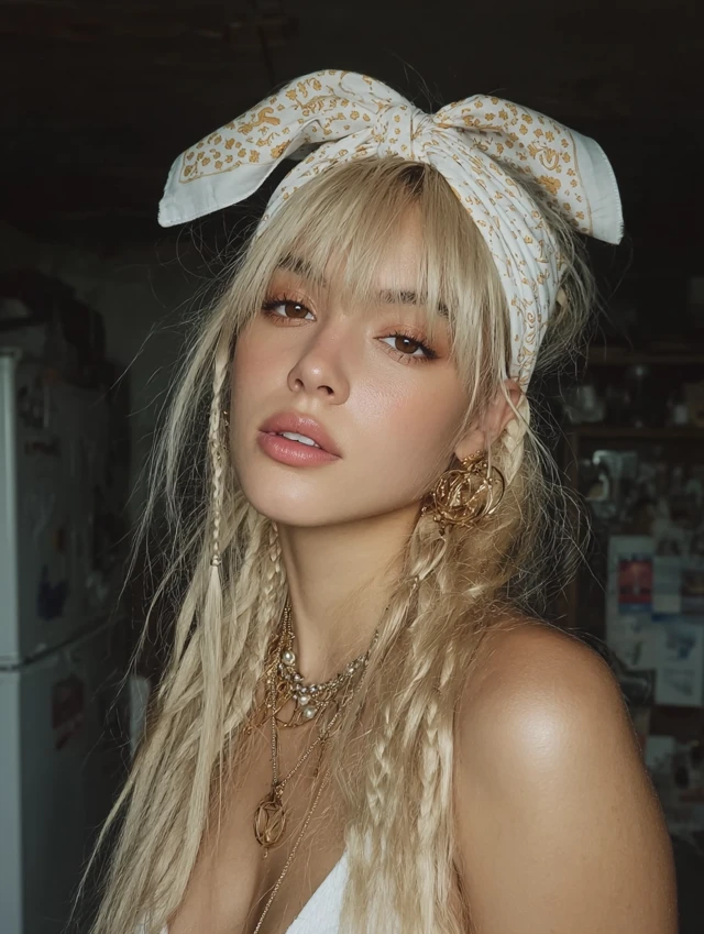 Beautiful Woman with Blonde Hair and Makeup