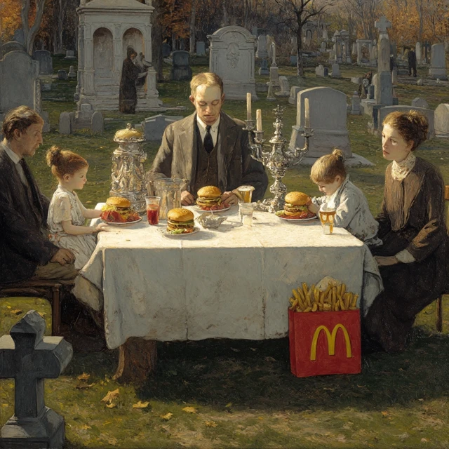 Family Dinner in a Cemetery Painting