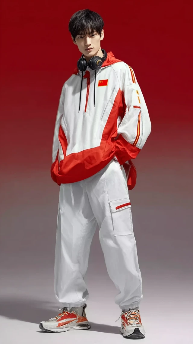 Chinese Athlete in Sportswear Smiling and Posing