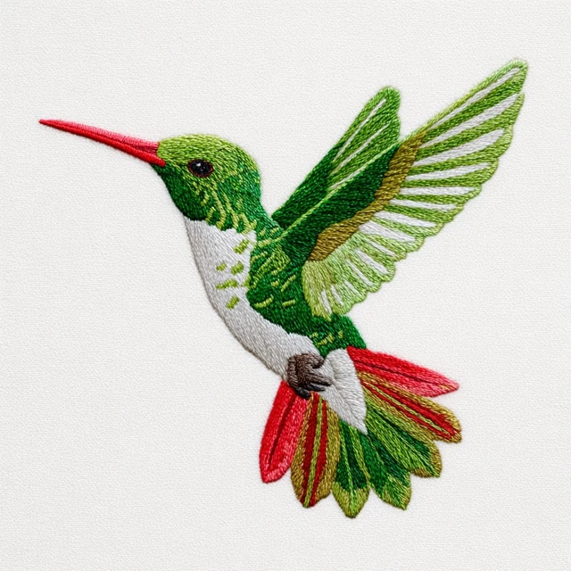 Hummingbird Embroidery Pattern Bright Colors
