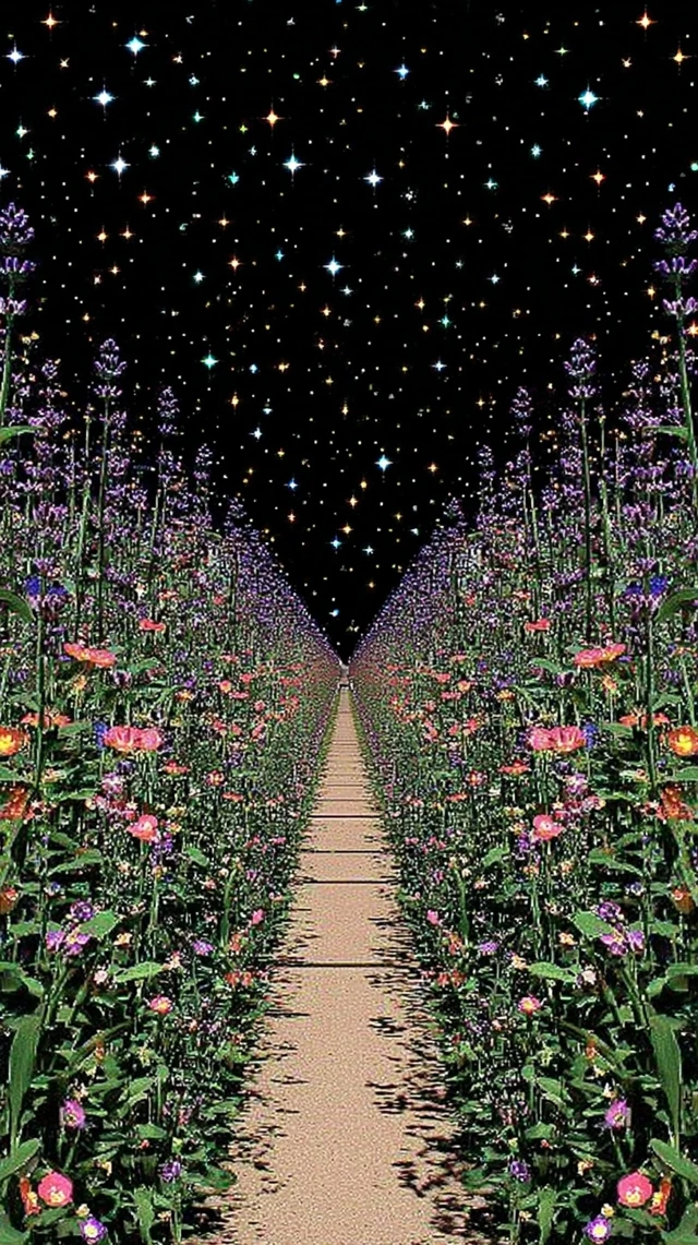 Lavender Blossom Path Under Stars