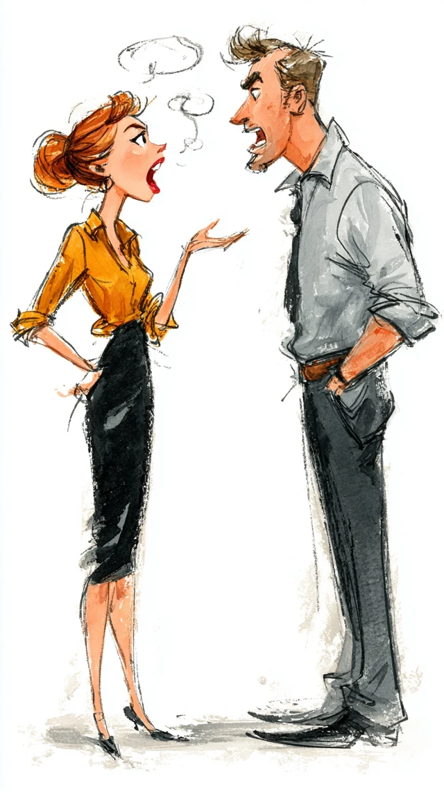 Cartoon Argument Woman vs Man