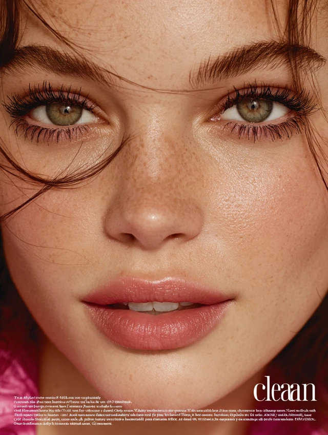European Model with Natural Lashes and Hazel Eyes