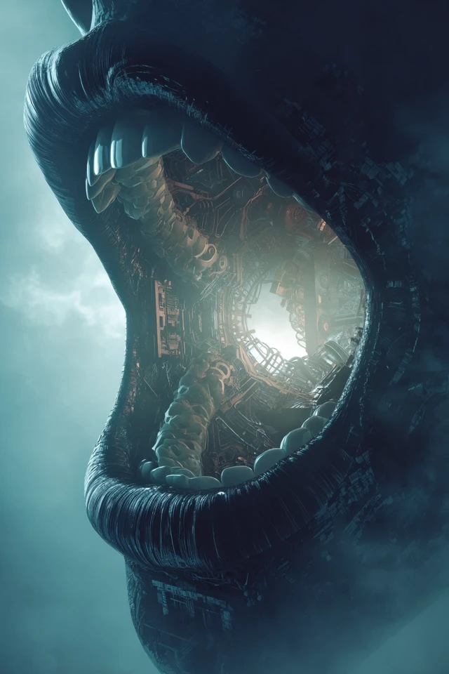 Two Mouths Surreal Horror Art