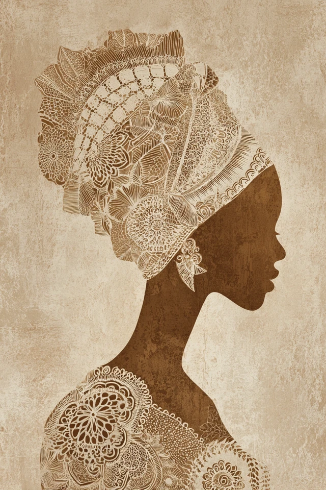 African Woman Silhouette Art Print