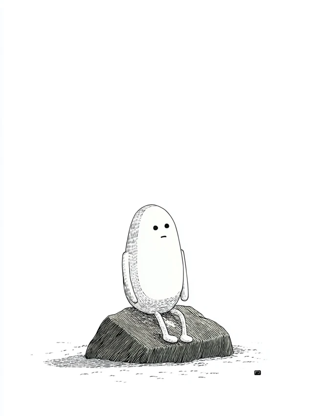 Sad Egg Character Minimalist Illustration