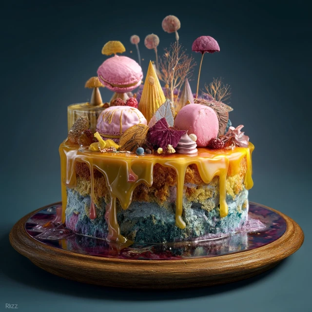 Delicious Layered Cake with Artistic Decor