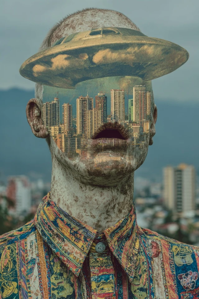 Surreal Simulation Art Colorful Face Illusion