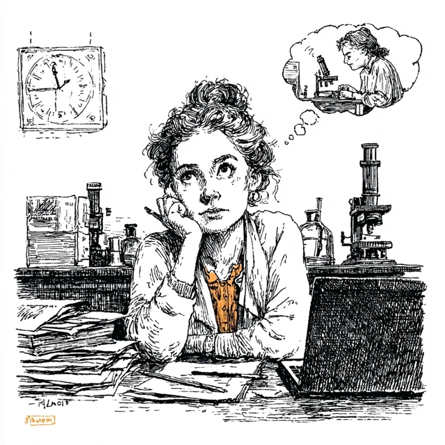 Tired Researcher Medieval Illustration