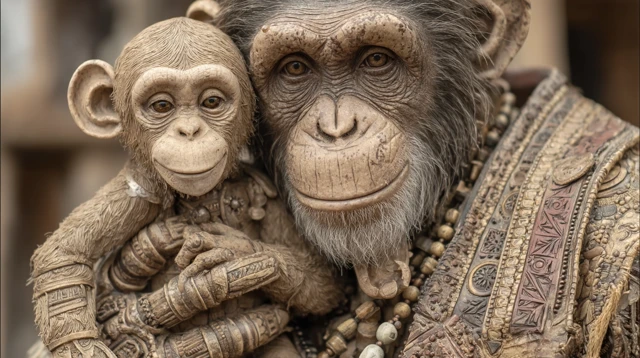 Jane Goodall and Greybeard Monkey King Stage