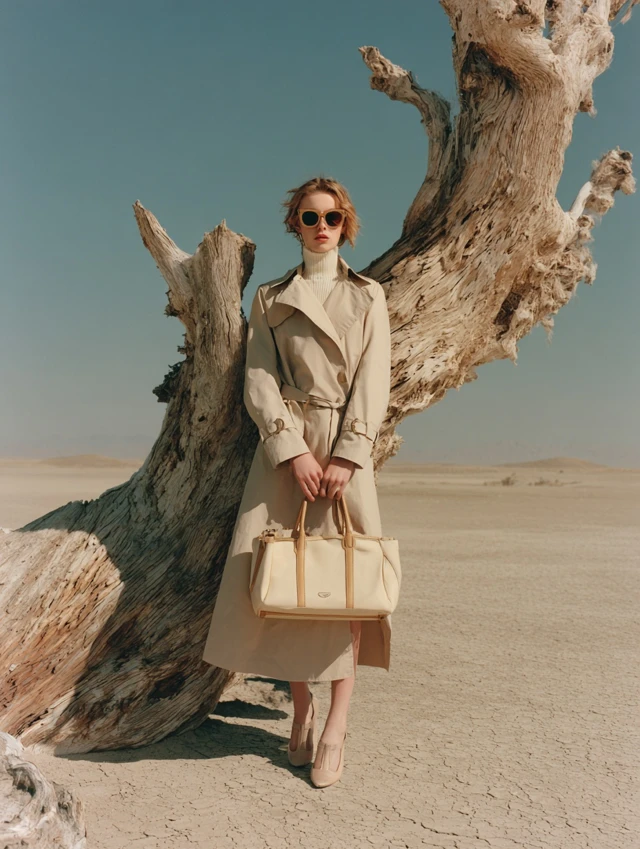 Miu Miu Model in Desert Trench Coat Vogue Photo