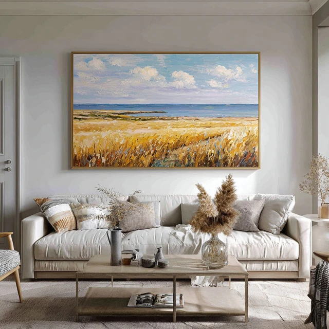 Golden Wheat Field Oil Painting Landscape Art