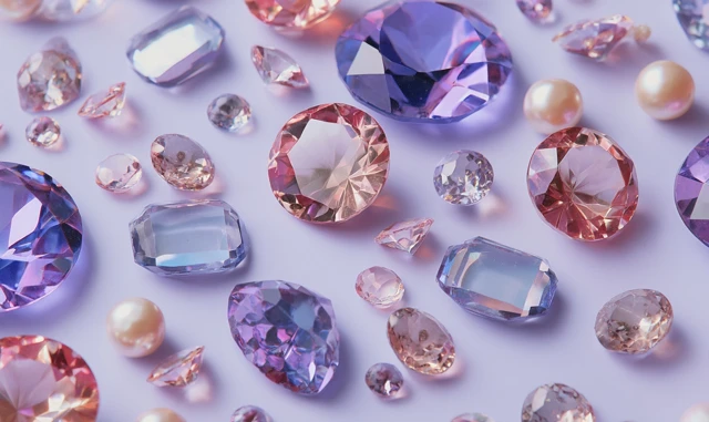 Sparkling Crystals and Pearls Flat Lay