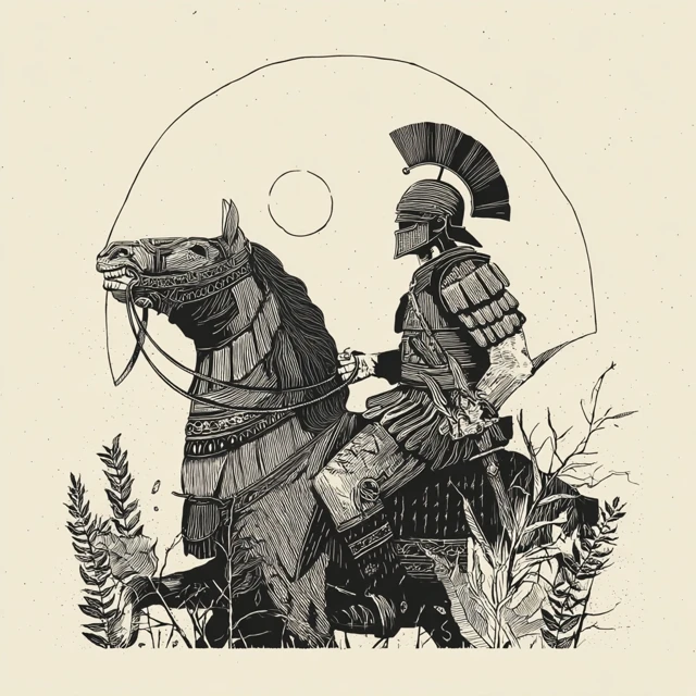 Centurion Riding Illustration Traditional Tattoo