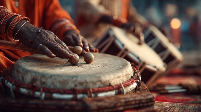 Traditional Odia Musicians Drumming at Ratha Yatra