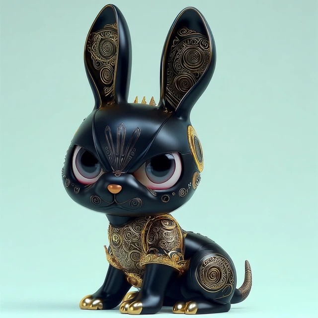 Chibi Black Steel Bunny Illustration
