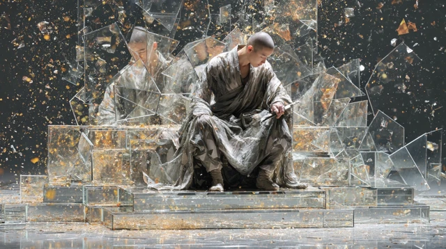 Surreal Zen Monk Stage Reflection