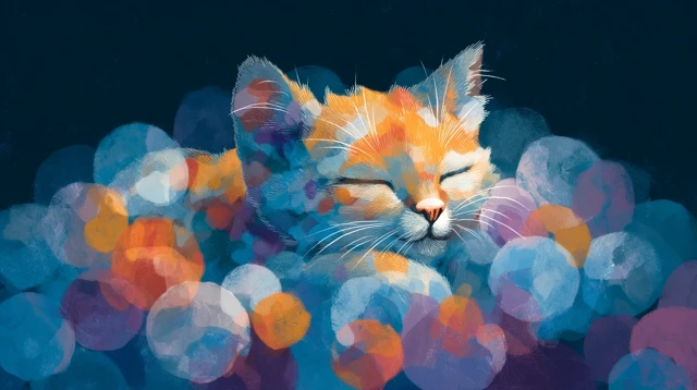 Cute Colorful Cat Art by Joey Moya
