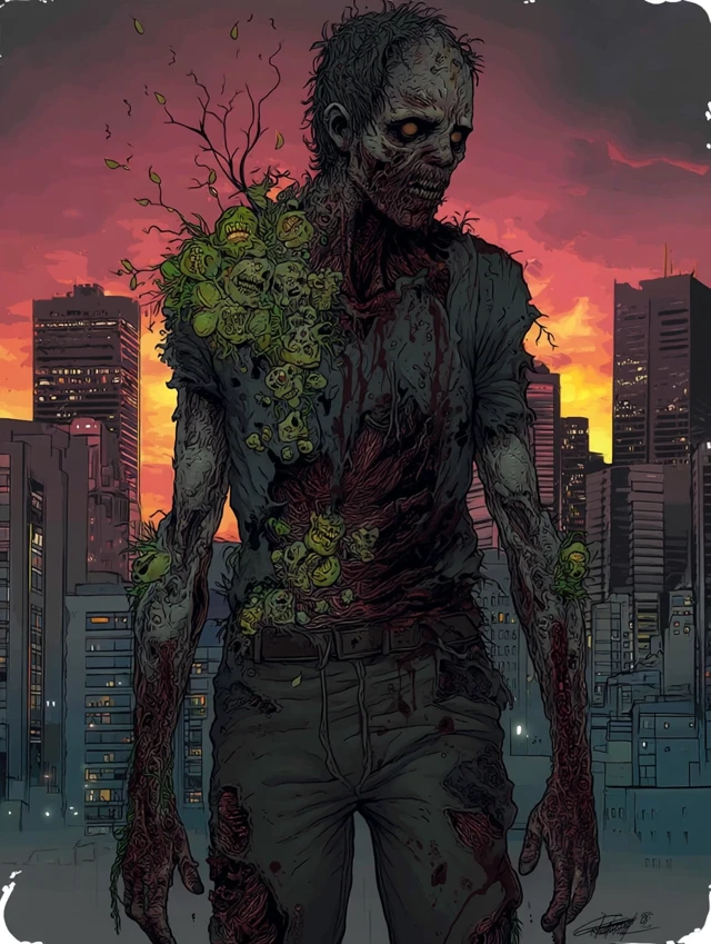 Zombie Comic Illustration in an Urban Setting