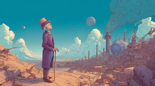 Charlie Chocolate Factory in Moebius Style