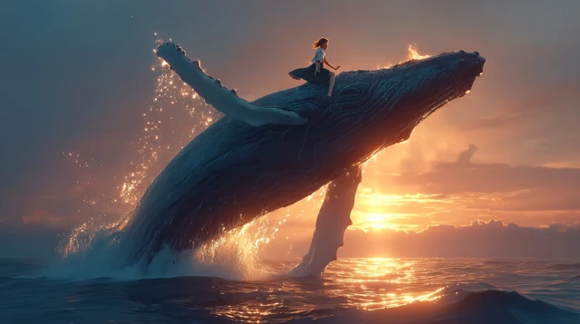 Whale Rider Dramatic Sunrise Painting