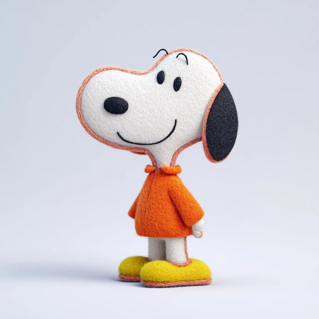 Snoopy 3D Felt Illustration on White Background