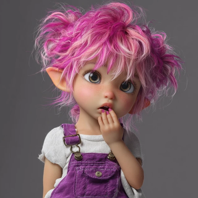 Adorable Baby Elf Girl Pink Hair 3D