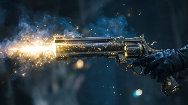 Anime Mafia Revolver Firing Illustration