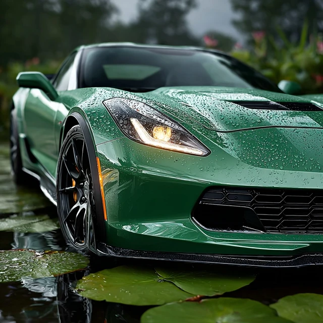 2015 Chevrolet Corvette Green Water Droplets Automotive