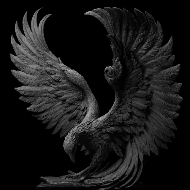 Raven in Flight Grayscale Surreal Art