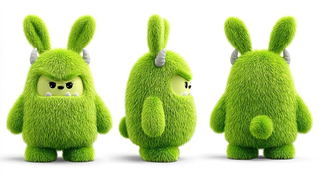 Cute Furry Monster Toy Cartoon Character