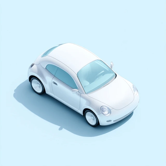 Minimalist 3D White Car Isometric View Modern Design
