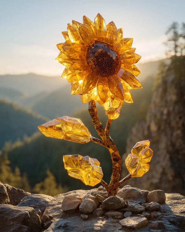 Crystal Sunflower Sculpture