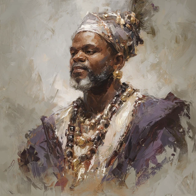 African Leader in Traditional Dress Portrait