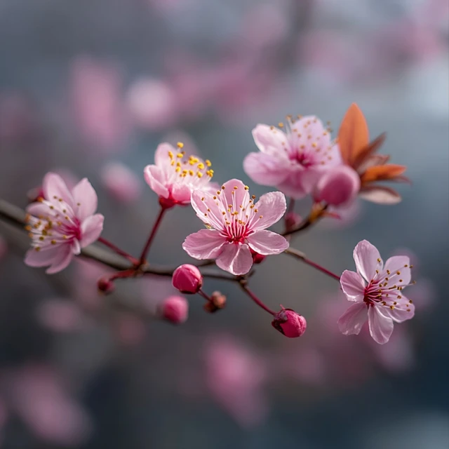 Cherry Blossom Branch Closeup Photography