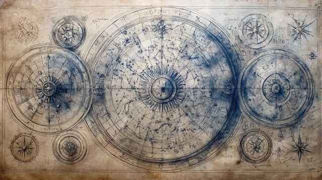 Almagest Constellation Drawing in Da Vinci Style