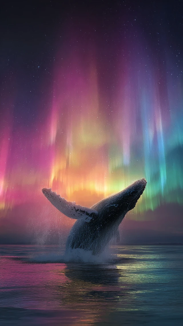 Whale and Northern Lights A Stunning Ocean View