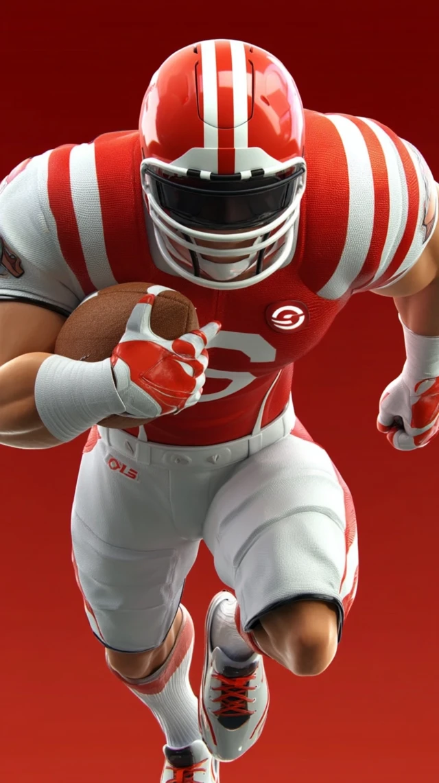 3D Rugby Player Sprinting with the Ball
