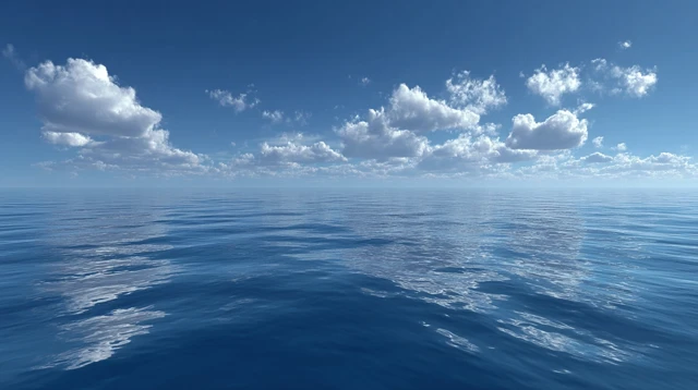 Blue Sky Ocean and Clouds