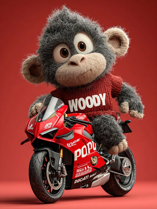 Cute Gorilla on Ducati Motorcycle Zombie Pixar