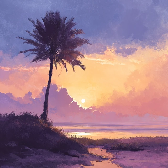 Palm Trees at Sunset Summer Vibes
