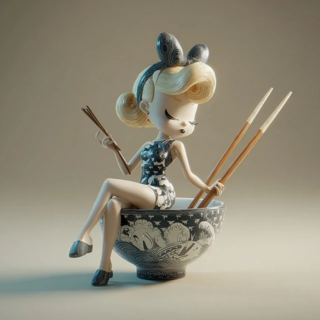 Vintage Bowl Character on the Beach Illustration