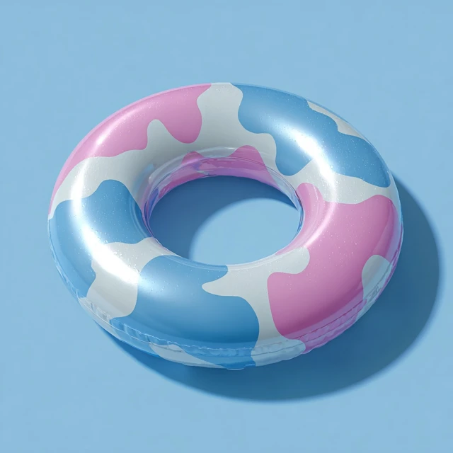 Cute Cow Pattern Swim Ring Pink and Blue