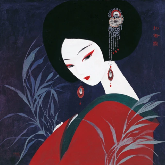 Ancient Chinese Woman Painting Illustration Art